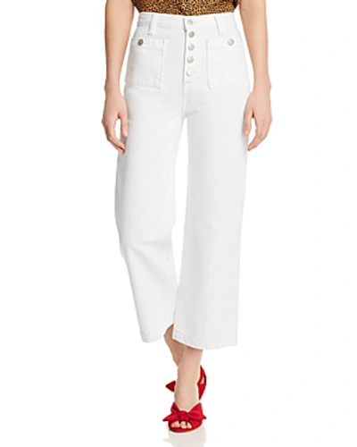 J Brand Joan High Rise Crop Wide Leg Jeans In White