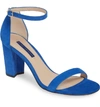 Stuart Weitzman Nearlynude Ankle Strap Sandal In Royal Blue Suede