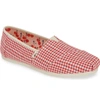 Toms Alpargata Slip-on In Cherry Tomato Stripe Fabric