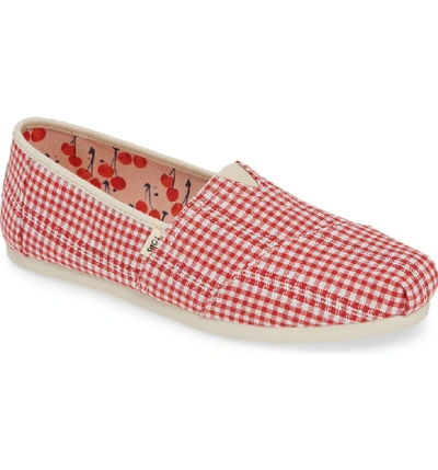 Toms Alpargata Slip-on In Cherry Tomato Stripe Fabric