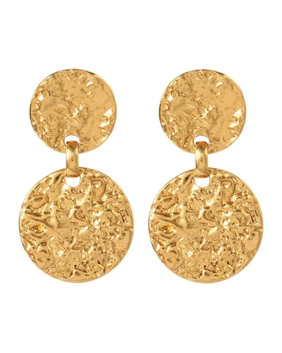 Ben-amun Hammered Round Double Drop Earrings In Gold
