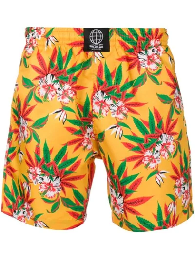 Sss World Corp Floral Print Swimming Trunks In Yellow