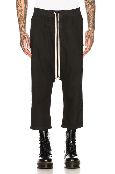 Rick Owens Drkshdw Drawstring Cropped Jean In Black