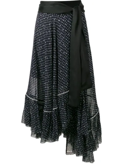 Sacai Polka Dot Wrap Skirt In Navy And White