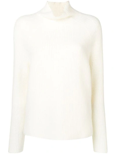N•peal Ribbed High Neck Jumper In White