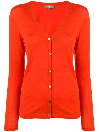 N•peal Cashmere Cardigan In Orange