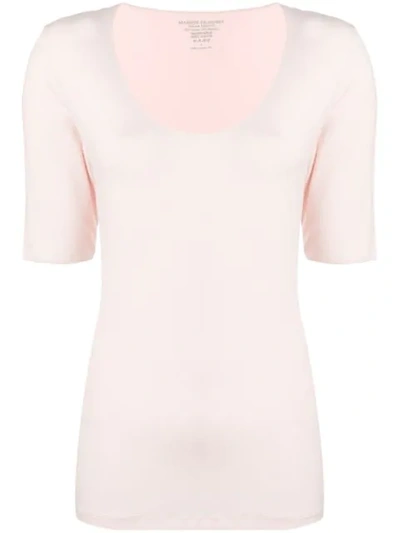 Majestic Scoop Neck T-shirt In Pink