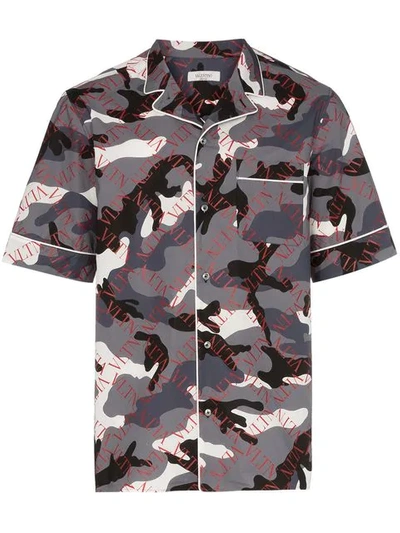 Valentino Camouflage Shirt In Grey