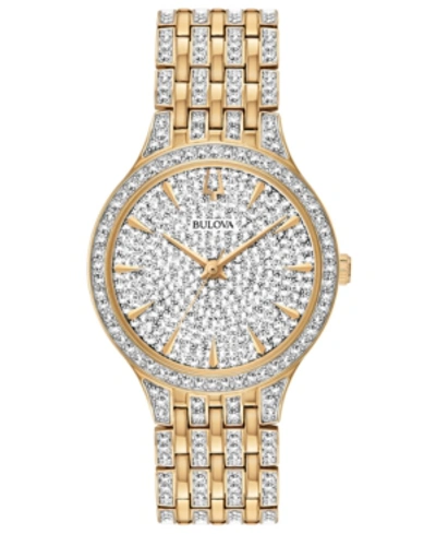 Bulova Women's Phantom Gold-tone Crystal-accent Stainless Steel Bracelet Watch 32mm In Two-tone