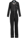 Prada Logo-patch Silk-satin Jumpsuit In F0yl5 Black/opaline/white