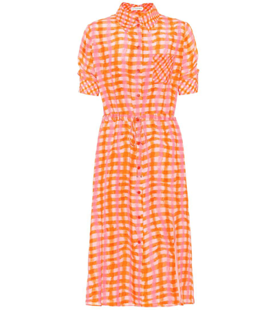 Altuzarra Vittoria Gingham Silk Shirtdress In Orange