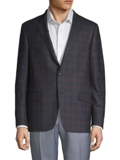 Hickey Freeman Classic Fit Plaid Wool Jacket In Navy