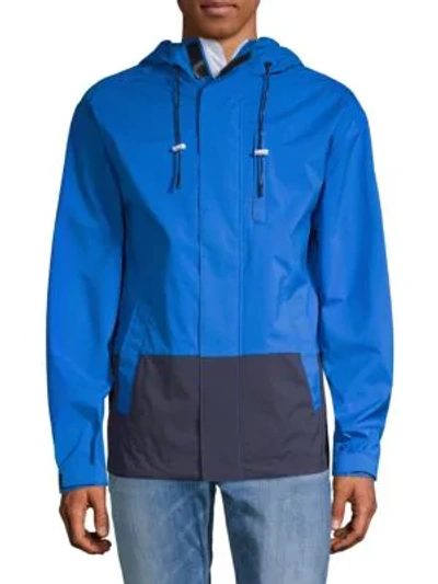 Dkny Colorblock Hooded Jacket In Imperial Blue