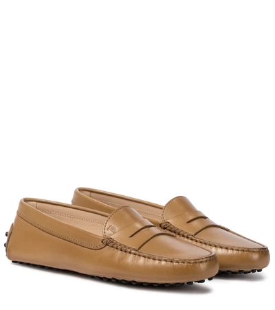 Tod's Gommino Leather Loafers In Tan