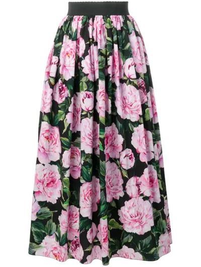 Dolce & Gabbana Gathered Floral-print Cotton-poplin Maxi Skirt In Multicolor