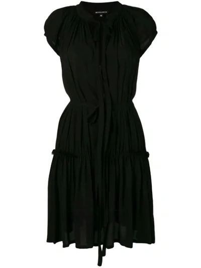 Ann Demeulemeester Pleated Ruched Midi Dress In Black