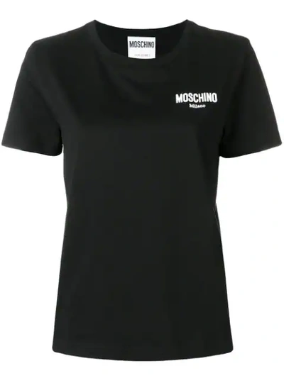 Moschino Logo Print Cotton Jersey T-shirt In Black