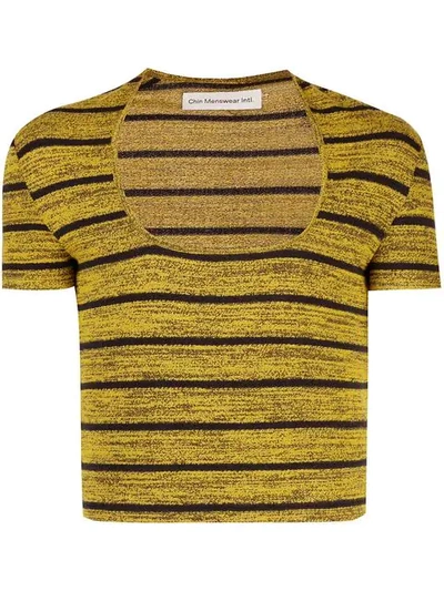Chin Menswear Intl Trapezoid Neck T-shirt In Yellow