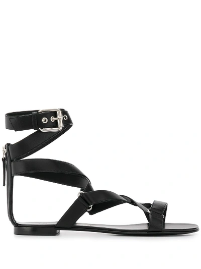 Giuseppe Zanotti Flat Strappy Sandals In Black