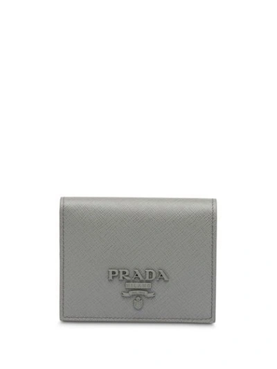 Prada Small Saffiano Leather Wallet In Grey