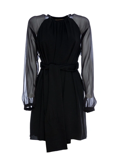 Saint Laurent Silk Dress In Noir