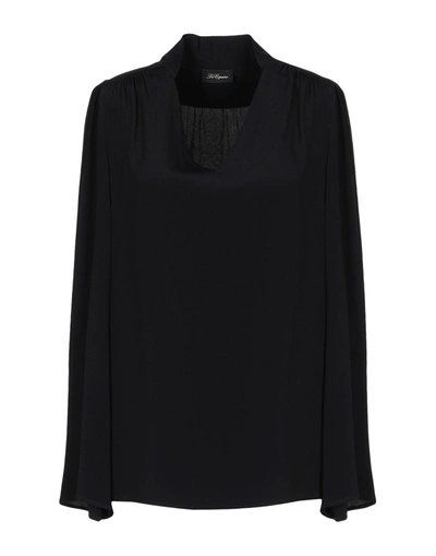 Les Copains Crepe Silk Bow Shirt In Black