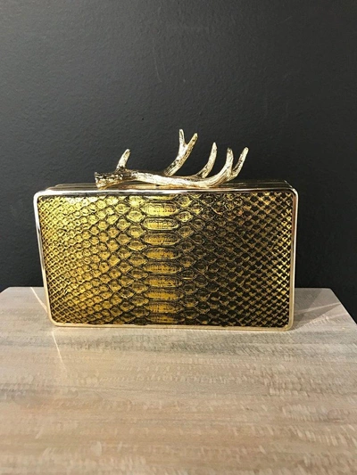Taxidermy Antler Box Clutch Black Gold--final Sale
