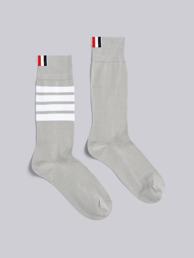 Thom Browne 4-bar Mid-calf Cotton Socks In Grey