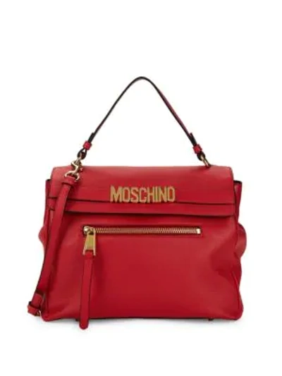 Moschino Logo Leather Crossbody Bag In Red