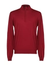 Malo Sweater With Zip In Red