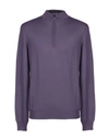 Malo Sweater With Zip In Purple