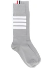 Thom Browne 4-bar Mid-calf Cotton Socks In Grey