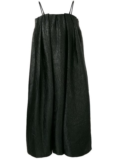 Simone Rocha Crinkle Effect Sleeveless Midi Dress In Black | ModeSens