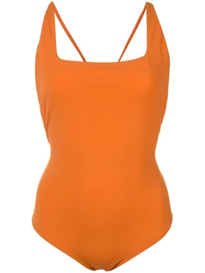 Oscar De La Renta Crisscross Straps Swimsuit In Orange