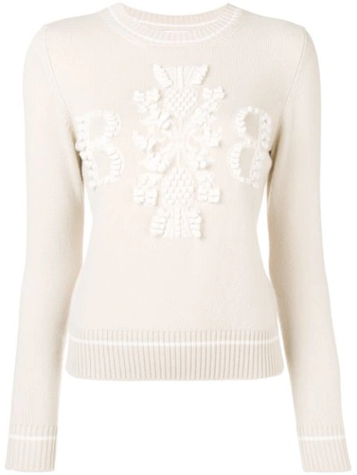 Barrie Cashmere Embroidered Logo Sweater In Neutrals