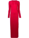 Barrie Long Knitted Slit Dress In Red