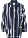 Barrie Striped Knitted Cardigan In Blue