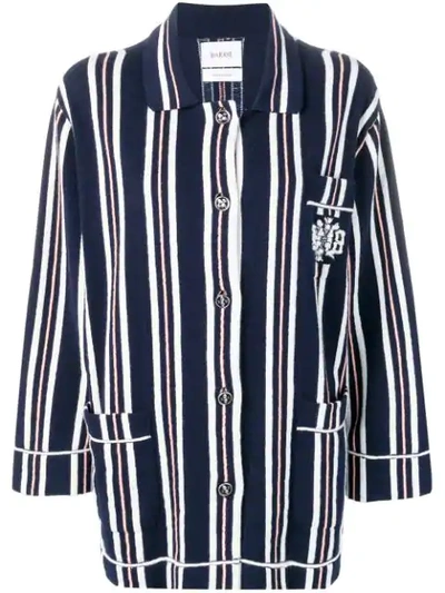 Barrie Striped Knitted Cardigan In Blue
