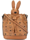 Mcm Rabbit Drawstring Bag In Brown