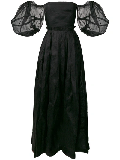 Loewe Langes Kleid Mit Puffärmeln - Schwarz In Black
