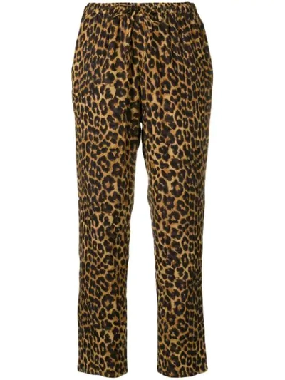 Mes Demoiselles Leopard Cropped Trousers In Brown