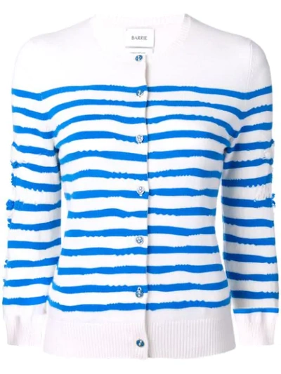 Barrie Cashmere Striped Cardigan In White