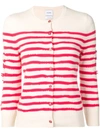 Barrie Cashmere Striped Cardigan In White