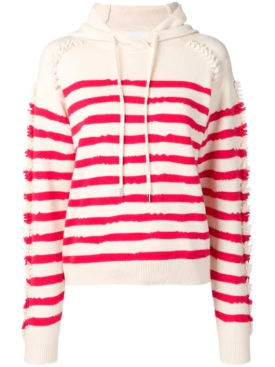 Barrie Stripe Hooded Jumper In White