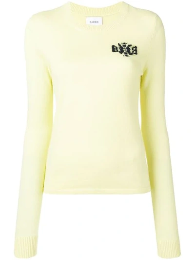 Barrie Cashmere Logo Embroidered Jumper In Yellow