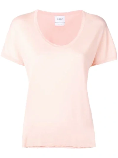 Barrie Cashmere Distressed Trim Top In Pink