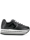 Hogan Striped Platform Sneakers In Black