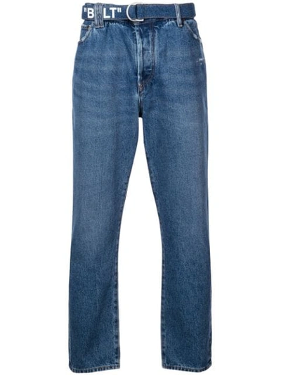 Off-white Belted Slim Fit Jeans In Denim