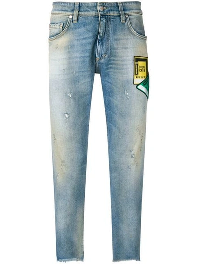 Represent Patchwork Distressed Jeans In Blue