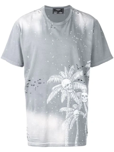 Domrebel Skull Palm Print T In Grey